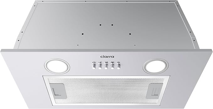 CIARRA Insert Range Hood 20 inch with Push Button Control 650 CFM Black Range Hood Vent with 3 Speed Exhaust Fan