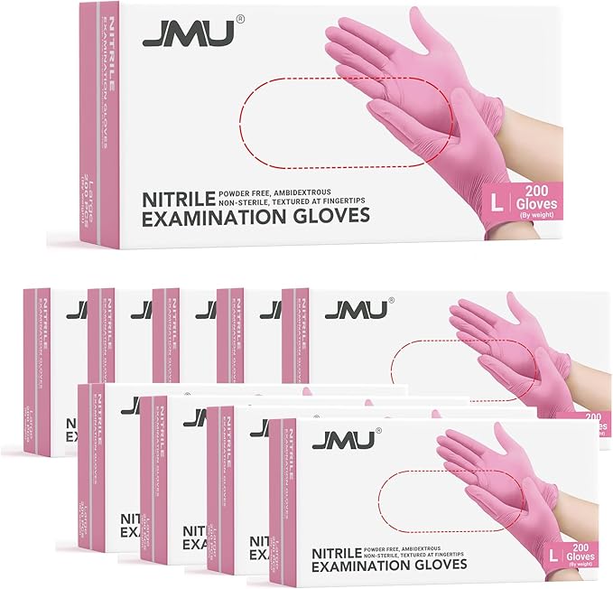 JMU 200 Nitrile Exam Gloves, 3.5Mil, Powder-Free Latex-Free Disposable Non-Sterile Protective Gloves, 1200/2000/4000 Count