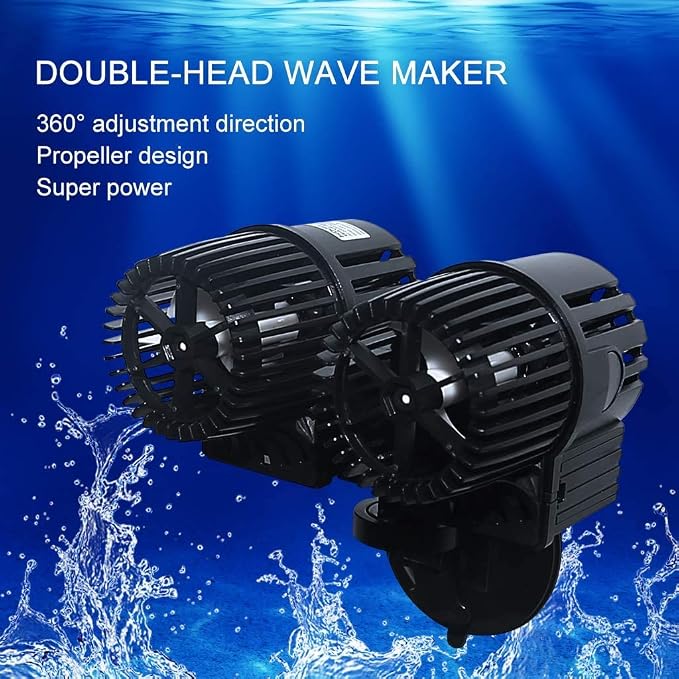 UPETTOOLS 6340 GPH Aquarium Circulation Pump, 360° Wave Maker | Adjustable 24W Powerhead for 120-200 Gal Fish Tanks. Ensures Optimal Water Flow & Fish Health