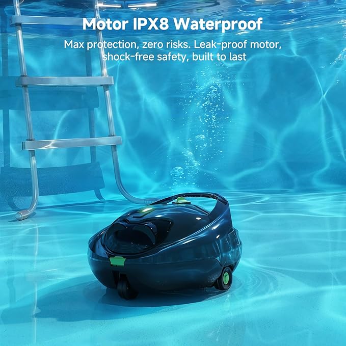 Pooloob PF1 Cordless Pool Vacuum Cleaner Robot for Daily Pool Maintenance, Floor Only Cleaning for Above/In Ground Pools, Triple Filtration, Floating Buoy & Tether, Not for Initial or Deep Cleaning