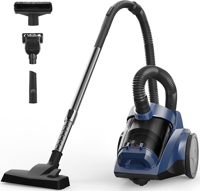 Sweepcent Canister Vacuum Cleaner 45KPa Power Bagless Canister Vacuums for Home with 5 Tools 4.5QT Dust Cup Double HEPA Filter Lightweight Multi-Surface Vacuum Cleaners for Carpet Hard Floor Pet Hair