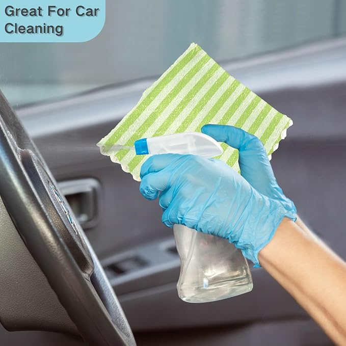 Green Stripes Kitchen Towels Dish Cloths Set of 6 Microfiber Cleaning Cloths for Cars Super Absorbent Machine