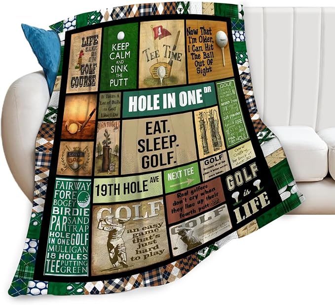 Tijuboni Golf Throw Blanket Golf Gifts for Men Women Girls Boys Kids Adults Soft Flannel Fleece Blanket for Couch Sofa Bed Home Decor 60"x80"