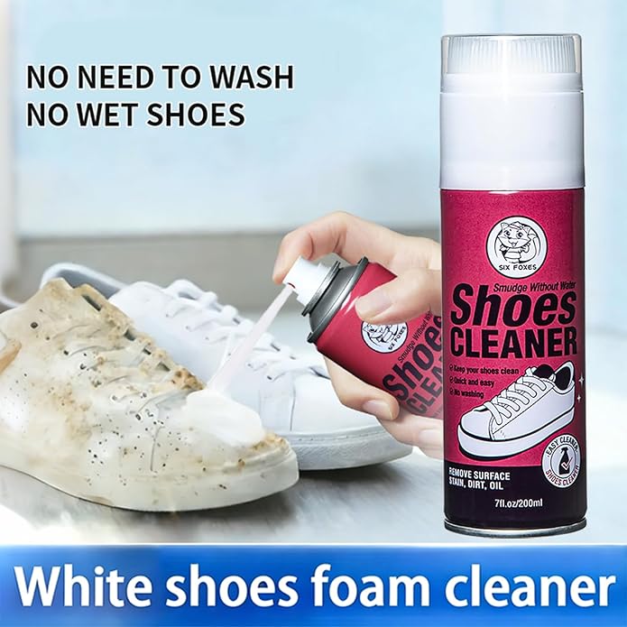 Shoes Cleaner Foam Spray with Built-in Brush – No-Water Sneaker Cleaning Kit for Students – Portable White Shoe Cleaner for School, Dorm & Travel, 7oz× 2pack, More Than Just for Cleaning Shoes