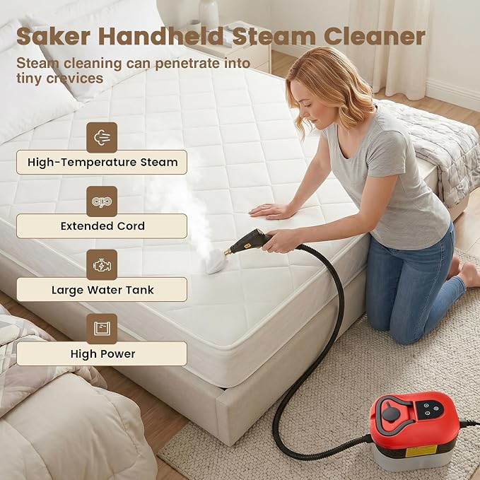 Saker Handheld Steam Cleaner for Home,6-Level Adjustable Steamer for Cleaning,Portable Steam Cleaner,Steamer for Cleaning with 1200ML Water Tank,Suitable for Kitchen,Bathroom,Living Room