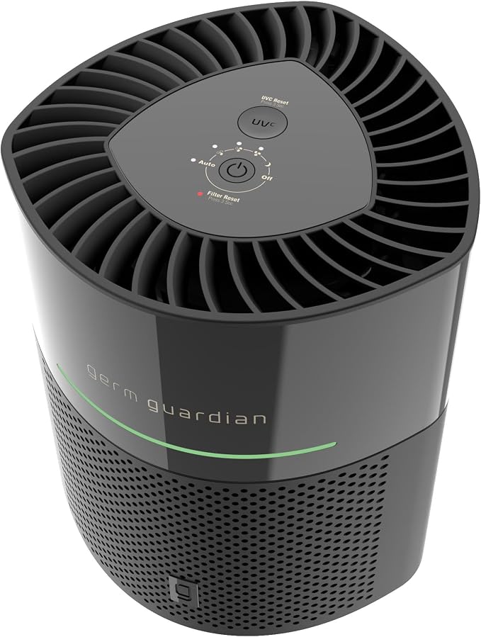 GermGuardian Airsafe+ HEPA Air Purifier for Home, Large Rooms Up To 1043 Sq. Ft. with HEPA Air Filter, UV-C Light & Air Quality Sensor, AC3000B, Black