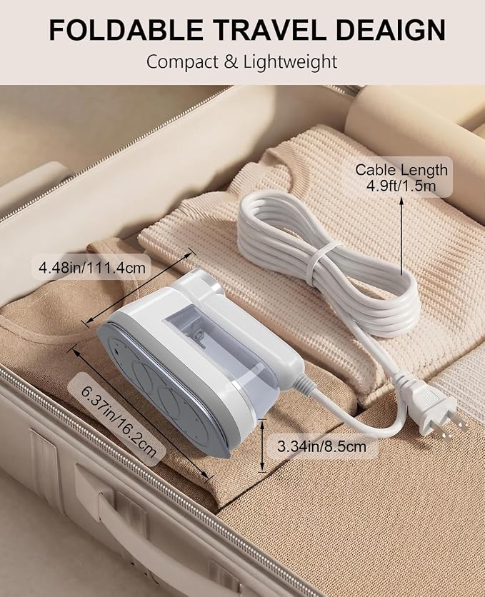 Portable Steamer for Clothes, 1200W 20s Fast Heat Travel Clothes Steamer, 2-in-1 Dry & Wet Foldable Steamer Iron with LCD Screen & 4 Steam Modes, 160ml Water Tank, 120V Wrinkle Remover