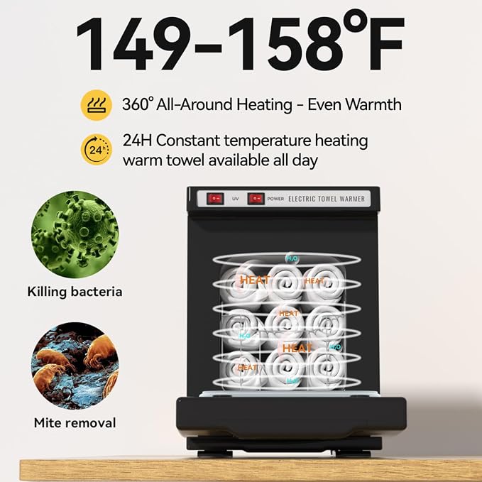 Towel Warmer 5L-Black, 2-in-1 Professional Mini Small Hot Towel Warmer for Spa, Facial Towel Cabinet for Solo Estheticians, Small Salons & Home Spa (Fits 10-15 Washcloths 6-9 Towels)