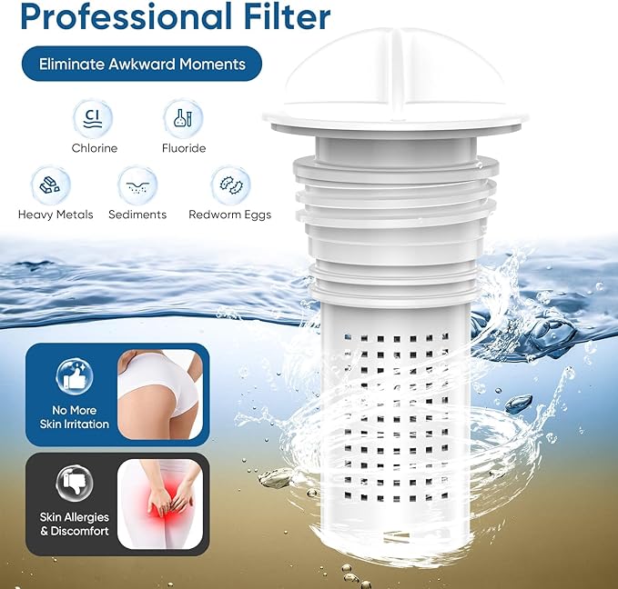 Bidet Attachment for Toilet Seat with Efficient Filter Element, Ultra-Slim Non-Electric Bidet, Posterior&Feminine Wash-(Retractable Dual Nozzles)，Adjustable Fresh Cold Water Pressure (White)