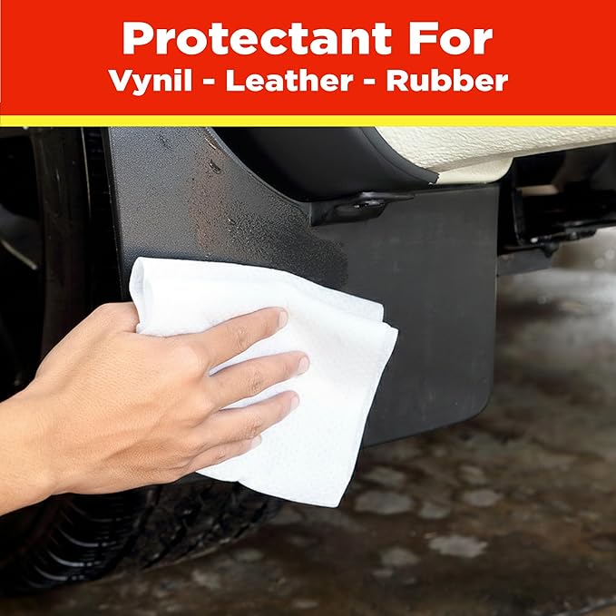 Mule Head Inside Out Protectant Wipes – Automotive Interior & Exterior Cleaner for Vinyl, Leather, Rubber & Trim, UV Protection, Non-Greasy, 72 Count, 10" x 12"