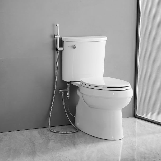 Brushed Nickel Bidet Sprayer Set, Handheld Bidet Taps Attachment for Toilet with Adjustable Water Pressure, Solid Brass Bidet Attachment Set