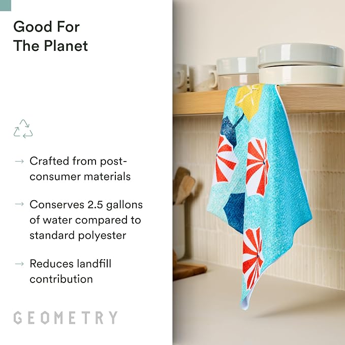 GEOMETRY Spring Kitchen Towels - Quick Dry Microfiber Cloth Spring & Summer Dish Towels for Kitchen Drying - Premium Quick Dry Towel - Cute Banana Lines, 18" x 30" - 1-Pack