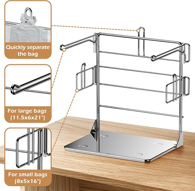 Grocery Bag Holder - Plastic Bag Organizer, Detachable Metal Shopping Bag Holder for Grocery Store & Business