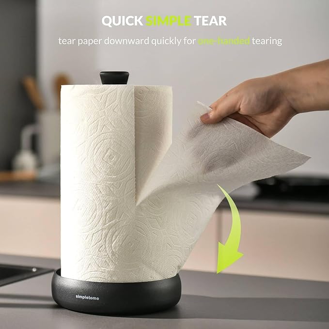 simpletome Heavy Duty Paper Towel Holder Countertop Prevent Kitchen Paper from Unraveling (Matt Black)