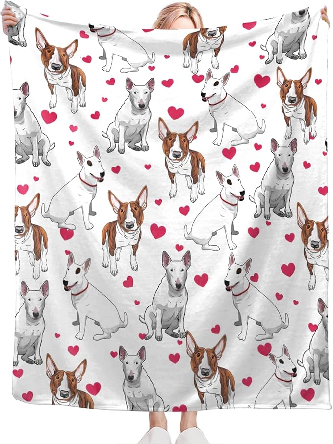 Tijuboni Bull Terrier Throw Blanket Dog Gifts for Girls Boys Women Men Kids Adults Soft Flannel Fleece Blanket for Couch Sofa Bed Home Decor 50"x60"