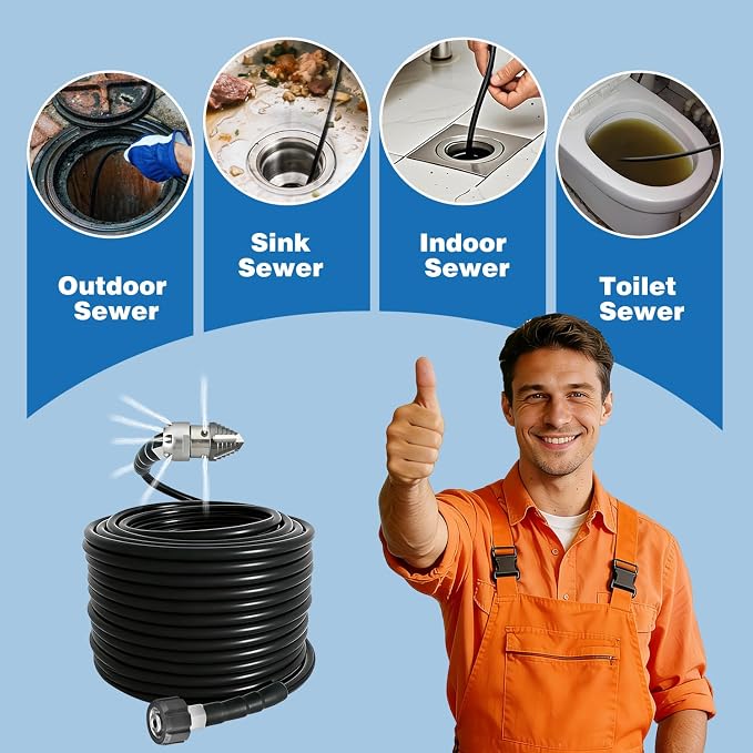 Sewer Jetter for PressureWasher - 3/8" NPT Mushroom Nozzle | Compatible with DrainCleaning, Pipe Jetting and SewerMaintenance(Small Size)