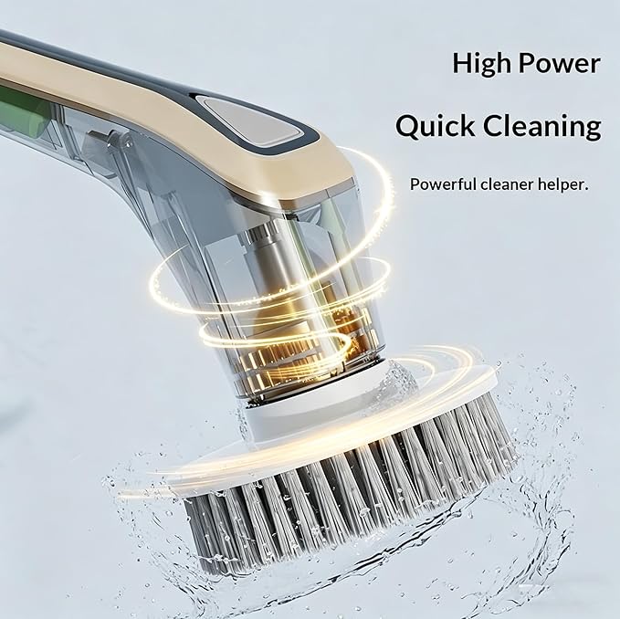 Electric Spin Scrubber, Full-Body Waterproof Bathroom Electric Scrubber with Power LCD Display, Cordless Cleaning Brush Scrubber for Bathroom and Kitchen Cleaning