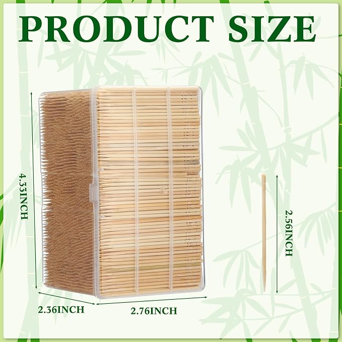 Jerify 15000 Pcs Bamboo Wooden Toothpicks Bulk for Teeth Cleaning Round Wood Toothpicks with Clear Plastic Storage Box for Appetizers Food Party Barbecue