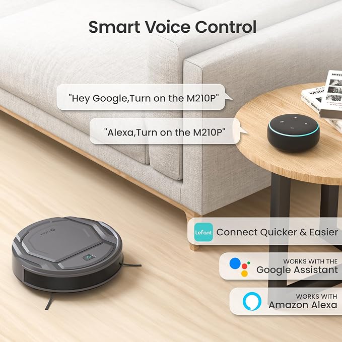 Lefant Robot Vacuums, 2200Pa Suction, 120 Min Runtime, WiFi/App/Alexa Control, Anti-Collision/Drop Sensor, Self-Charging Robotic Vacuum Cleaner, Slim