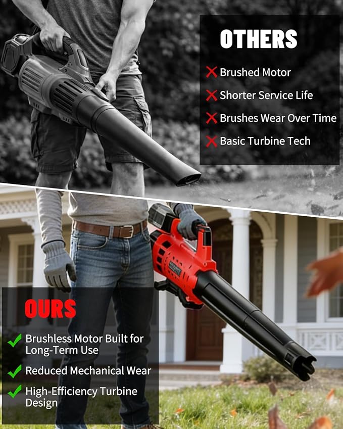 Cordless Leaf Blower for Milwaukee 18V Battery, 480 CFM / 130 MPH Brushless Dust Blower, 6-Speed Control with Digital Display, Handheld Electric Blower for Rain Snow Removal, Lawn, Yard (No Battery)