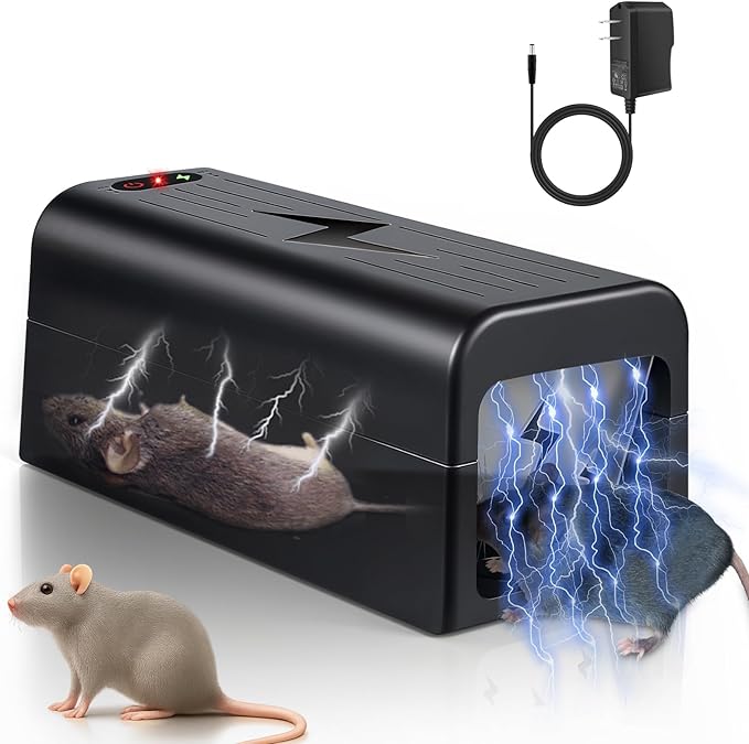 Electric Mouse Trap Indoor Rat Zapper Electronic Rat Trap Mouse Traps Indoor with Powerful Voltage Effectively Kills Mice and Rats in Home, Kitchen, Garage, Attic Humane & Safe