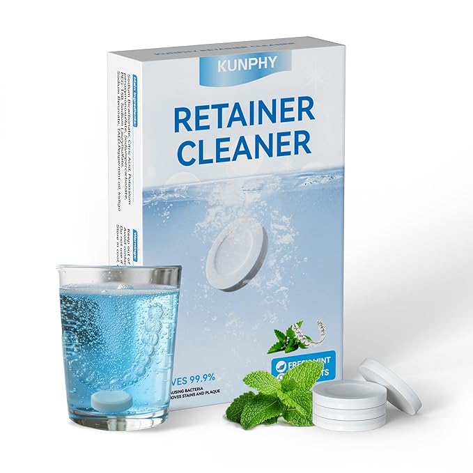 KUNPHY Dentures Cleaning Tablets for Dentures, Mouth Guards (Blue)