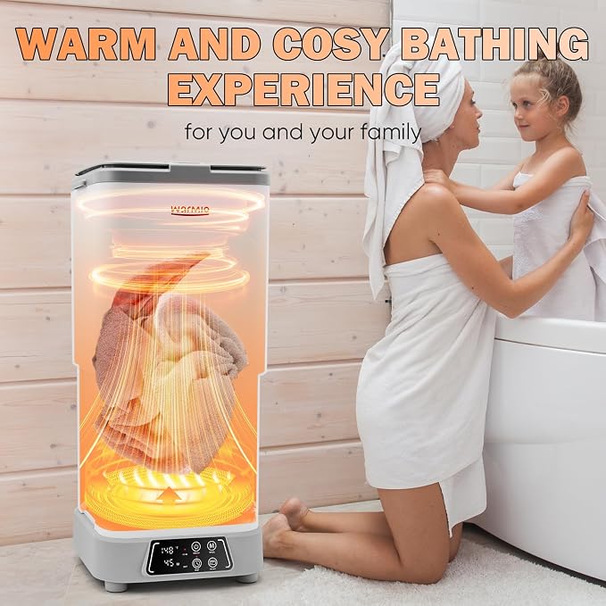 30L Towel Warmer,Large Luxury Towel Warmers, Hot Towel Warmer with Dryer, Adjustable Heating Time Setting, Fragrance Disc,12h Delay Time,Towel Warmers for Bathroom,Spa Home (White-Grey)