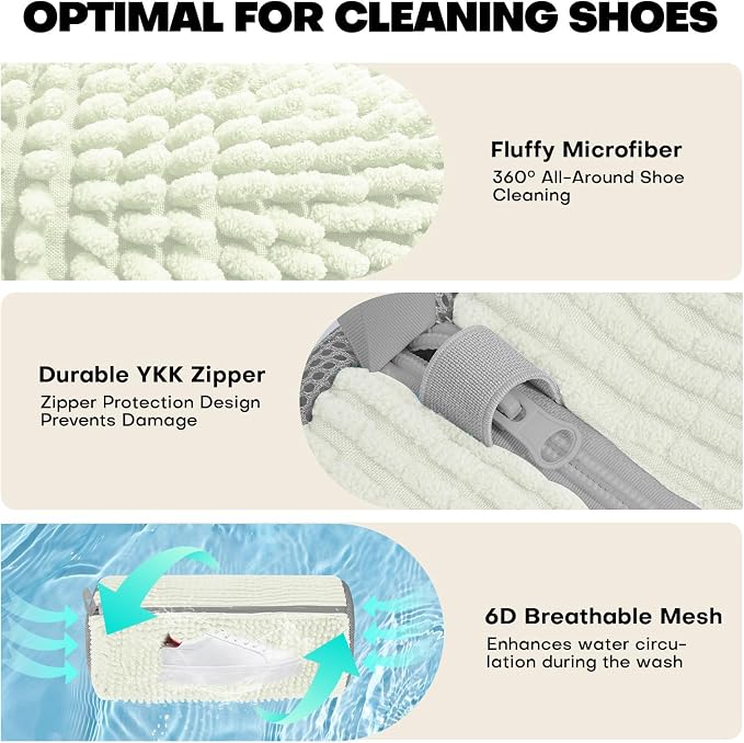 Shoe Washing Machine Bag: Laundry Shoe Bag for Washer and Dryer - 2pc Reusable Shoe Cleaning Bag for Sneaker Tennis Shoes Unstain Cleaner Kit(2 Pcs)
