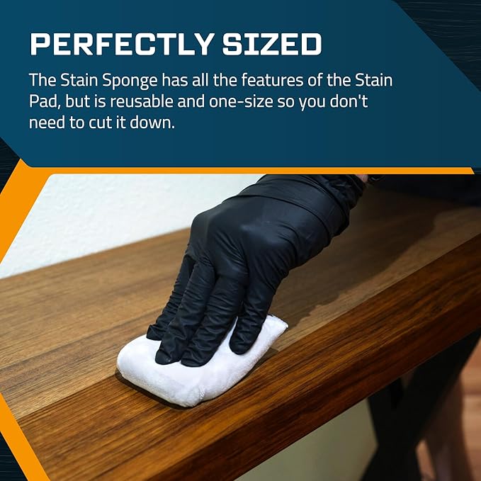 MāKRS Wood Finishing Bundle – 3-Pack Staining Pads & Large 6 Mil Nitrile Gloves – Lint-Free Applicator Pads and Latex-Free Disposable Gloves for Wood Stain, Paint, and Finish Projects