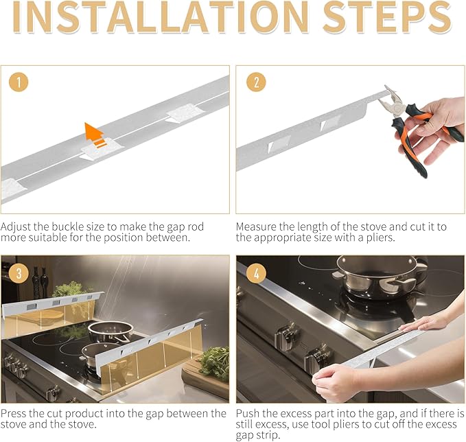 Stove Gap Covers 316 Stainless Steel,Stove Gap Filler,Heat-Resistant Oven Side Gap Filler,Between Stove and Counter Slide In Range Trim Kit for Kitchen,2 Pack (23.6"-26" Silver)