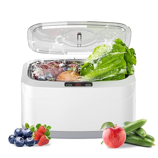 KUNPHY Fruit and Vegetable Washing Machine, Fruit Cleaner 2.5L 40kHz, 3 Timers Ultrasonic Vegetable Cleaner for Family Cleaning
