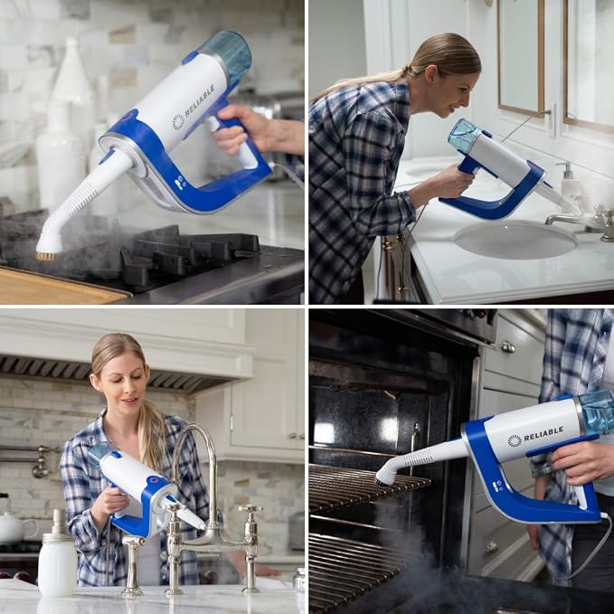 Reliable 200CS Handheld Steam Cleaner with 8-piece Accessory Kit and Fast Heat-Up Time made for Tile, Grout, Grill, Auto, and More