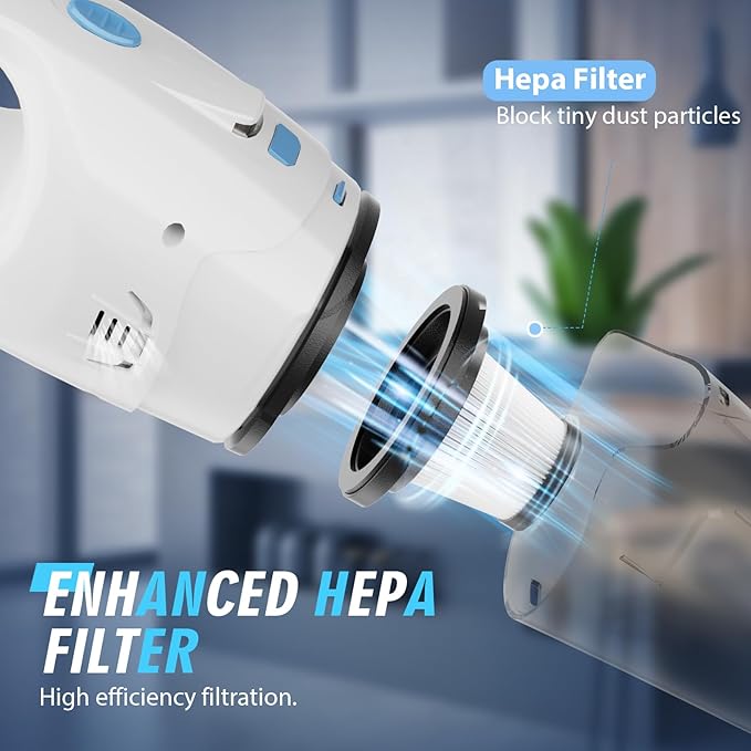 FUOAYOC Handheld Vacuum Cordless,6KPA Powerful Suction Hand Held Vacuum with LED Light/Multi Accessories