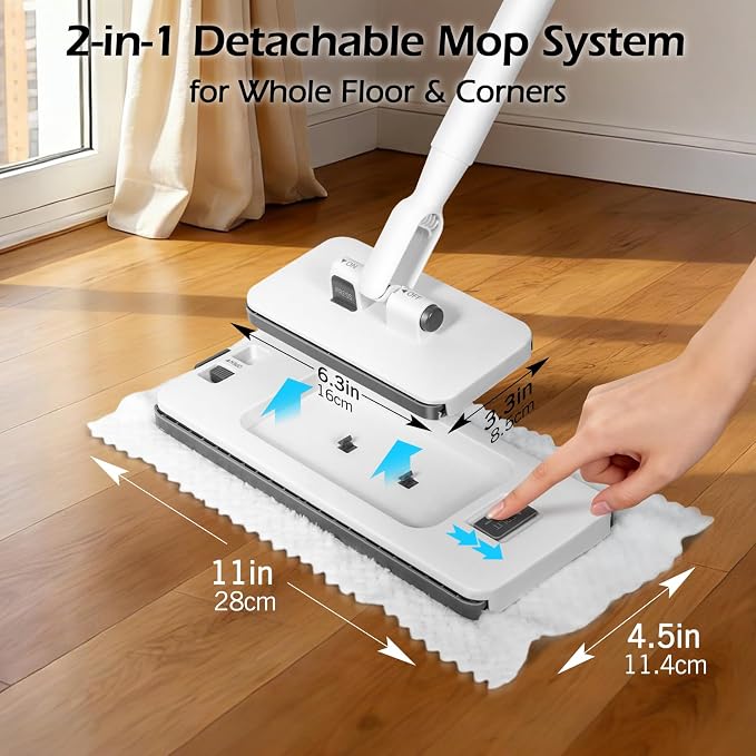 MASTERTOP Hands Free Flat Mop with Mini Sweeper Mop,2-in-1 Disposable Dust Mop with 47" Long Handle,Microfiber Mops for Floor Cleaning,No-Touch, Multi Surface Floor Cleaning