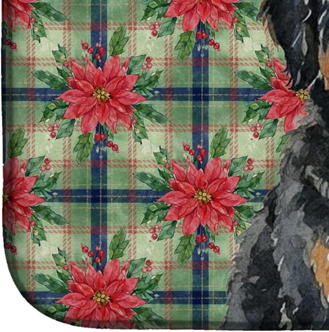Caroline's Treasures Berndoodle Christmas PoinsettIas Dish Drying Mat Absorbent Dish Drying Mat Pad for Kitchen Counter Dish Drainer Mat for Countertop, 14 x 21", Multicolor
