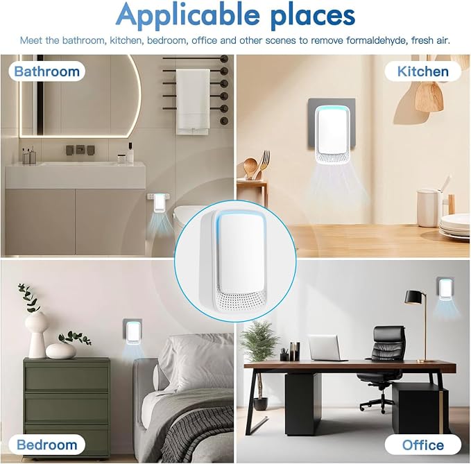 Air Purifiers for Home (4 Pack), Plug in Air Ionizers for Bedroom Office Kitchen, Portable Quiet Odor Reducer for Smoke Dust Pollen, Filterless Ionic Air Freshener, Low Noise