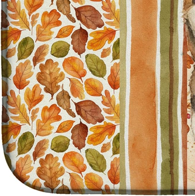 Caroline's Treasures Sesame Akita Heirloom Fall Dish Drying Mat Absorbent Dish Drying Mat Pad for Kitchen Counter Dish Drainer Mat for Countertop, 14 x 21", Multicolor