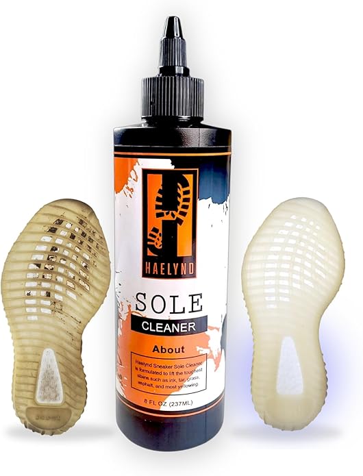 No Burn Shoe and Sole Cleaner| Organic Sneaker Cleaner & Sole Whitener for Sneakers | White Shoe Sole Cleaner & Sneaker Stain Remover | Safe on Mesh, Suede & Leather | 8oz Bottle