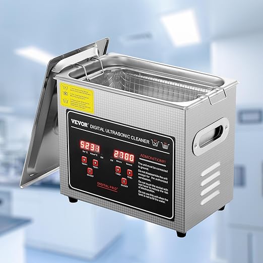 VEVOR Ultrasonic Cleaning Machine with Digital Timer & Heater, Professional Jewelry Cleaner, Stainless Steel Heated Cleaning Machine for Glasses Watch Rings Small Parts Circuit Board (3L)