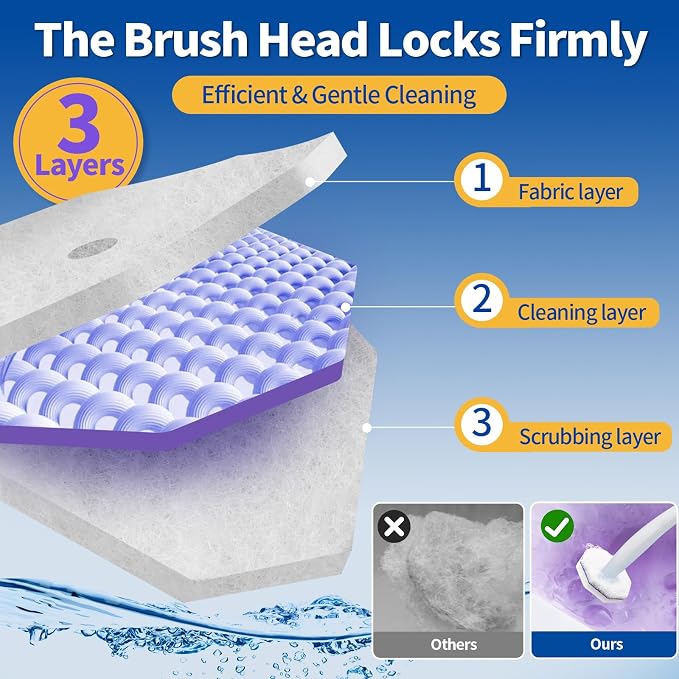 100 Count Toilet Bowl Wand Refills, Disposable Toilet Cleaner Refills, Disposable Wand Heads Compatible with Clorox and the Most Toilet Brushes,Lavender