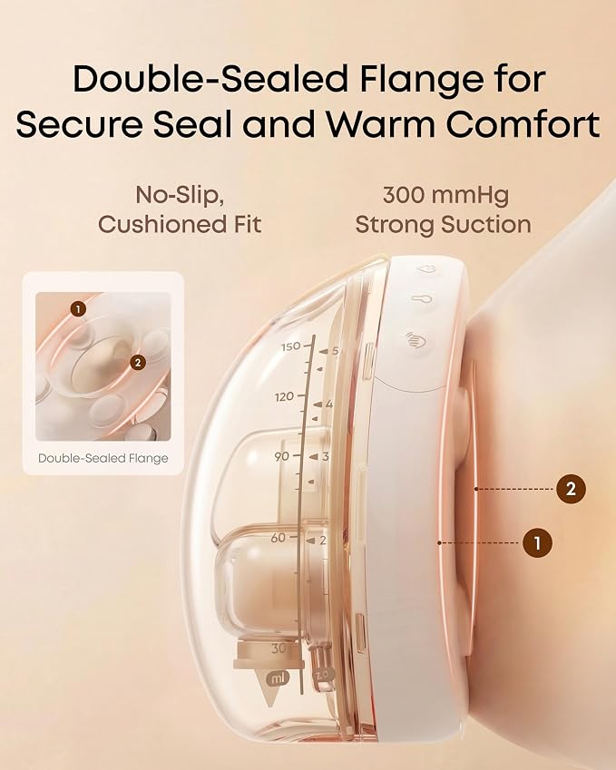 eufy Security Heated Massage Wearable Breast Pump S2 Pro, HeatFlow, Double-Sealed Flange, Nipple Light, DIY Rhythm, Full Milk & Leak Alert, Wireless Charging Case, 7-Day Battery, App Control