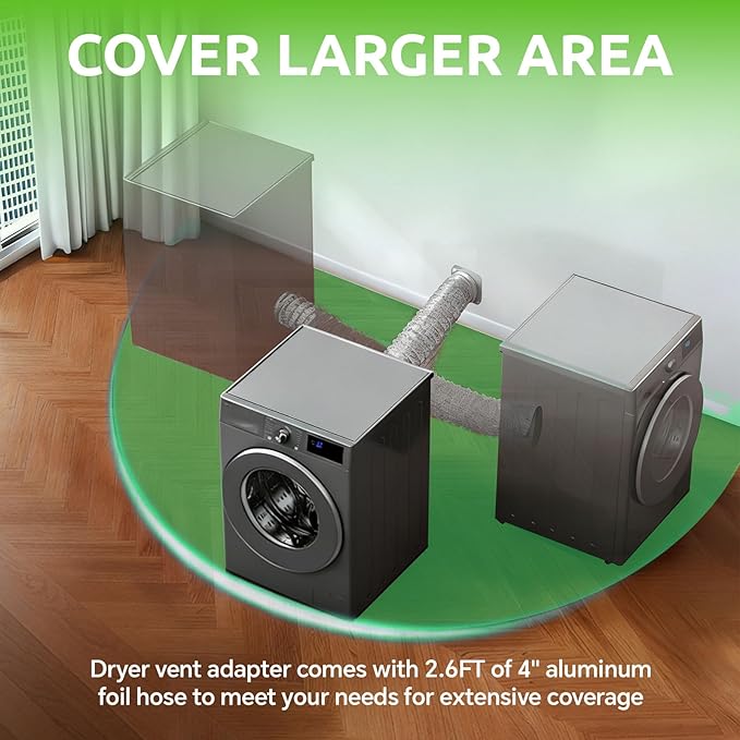 Magnetic Dryer Vent Connector Kit, Quick Connect & Easy Clean Dryer Vent Coupling with 4" Duct & Clamps for Family Home Safety