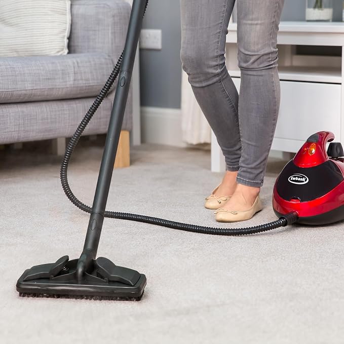 Ewbank Dynamo Steam Cleaner for Chemical-Free Cleaning, Multipurpose with Attachments, Portable, Multi-surface, For Carpets, Tiles, Bathrooms, Floors, and More, Red, SC1000