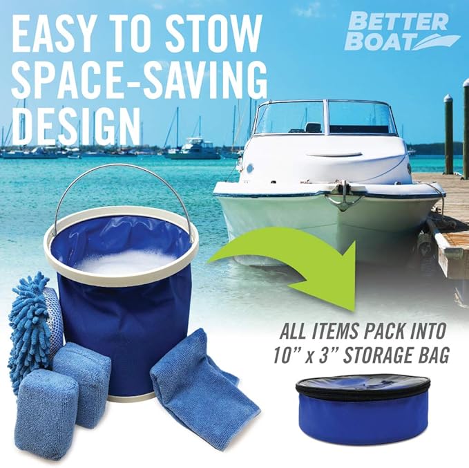 Boat Cleaner and Car Wash Sponges, Non-Scratch Microfiber Sponge and Wash Cloths, Complete Cleaning Kit for Interior, Exterior, Seats, Fiberglass Boat Hull, and Car, Washing and Detailing Supplies