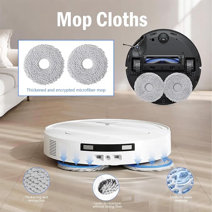 24PCS Replacement Parts for Ecovacs Deebot T50 Max Pro Omni Robot Vacuum Accessories Set, 1 Main Brushes,4 HEPA Filters,6 Mop Pads,6 Dust Bags,6 Side Brushes