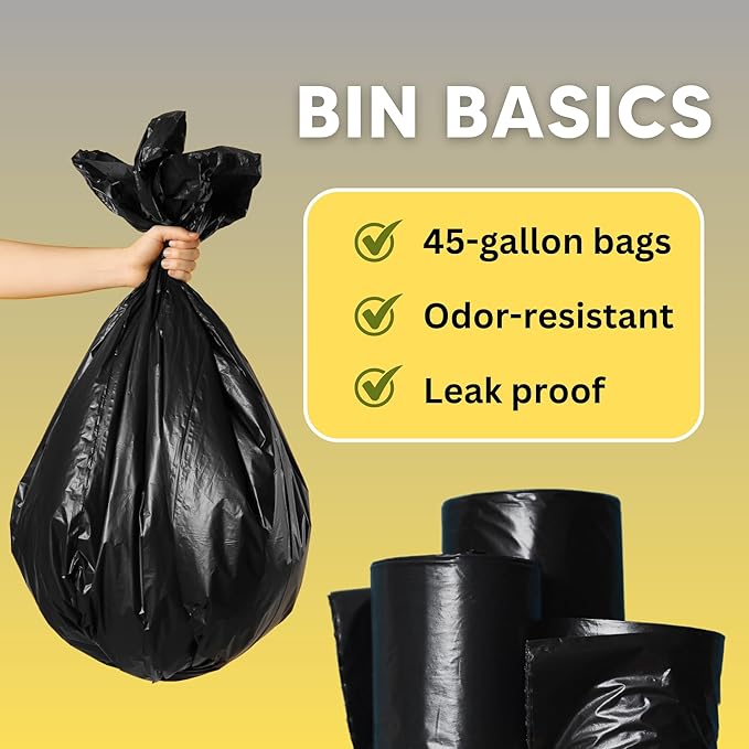 Natural Pet Partners, 45 gallon 100 Count Trash bags, USDA-Certified Garbage Bags, High Density 45 Gallon Kitchen Trash Bags, Unscented Multi-purpose Tall Waste Bags