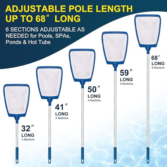 POOLAZA Pool Skimmer Net with Pole & Pool Vacuum Jet