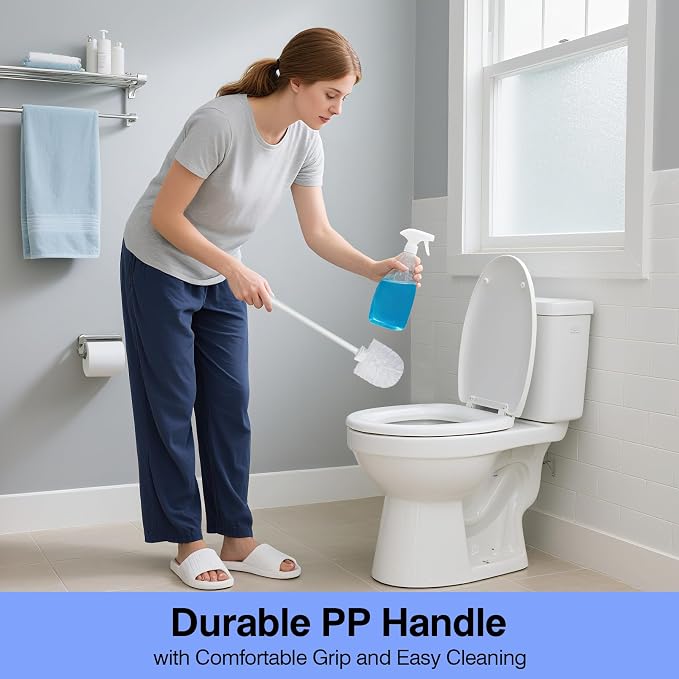 15 Pcs Toilet Brushes, 14.2 Inch Toilet Bowl Brush, Long Plastic Handled Cleaning Scrubber, Heavy Duty Toilets Scrubber Brush for Home Commercial Restrooms Bathroom Cleaning(White)