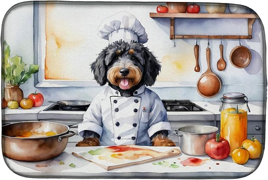 Caroline's Treasures DAC6205DDM Bernedoodle The Chef Dish Drying Mat Absorbent Dish Drying Mat Pad for Kitchen Counter Dish Drainer Mat for Countertop, 14 x 21", Multicolor