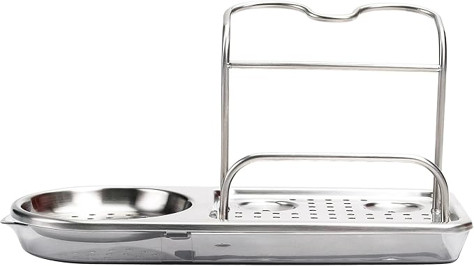 OXO Good Grips Stainless Steel Easy Press Dispenser & Good Grips Stainless Steel Sink Caddy